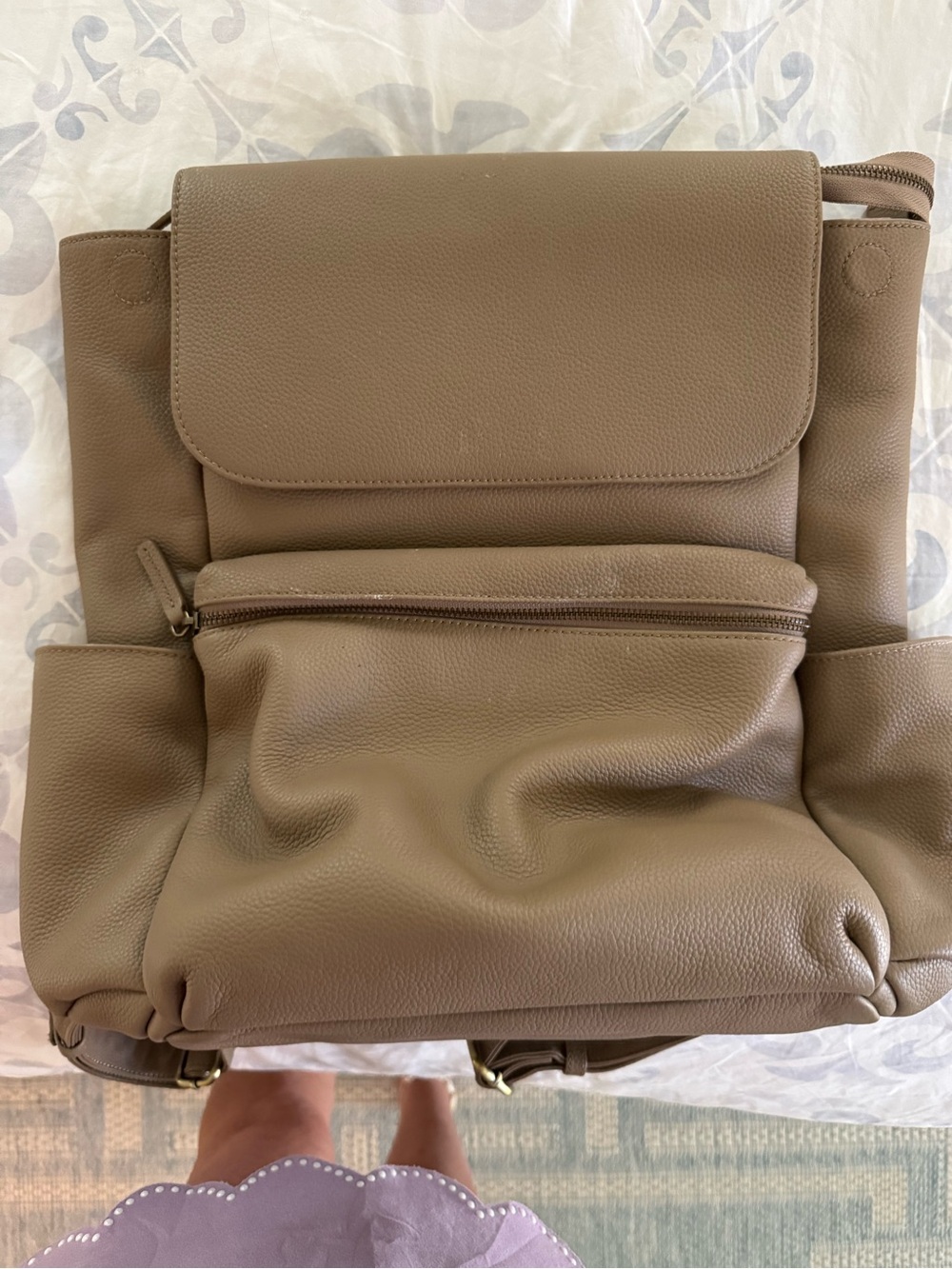 Andar The Sydney Backpack – Taupe Leather Diaper Bag / Backpack